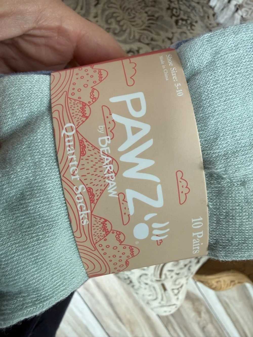 Paws By BEARPAW Women's Quarter Multi Color Socks 10 Pairs Size 5-10 NWOT